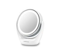 medisana CM 835 Miroir cosmétique avec éclairage LED, Miroir de table avec agrandissement 5x, Miroir de maquillage, Double face, Pivotant à 360 degrés, Blanc, 40x30 cm