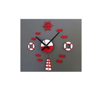 Méditerranéen Diy Mur 3D Horloge Accueil Stickers Muraux Décoration Art Horloge Rouge Rouge PL064
