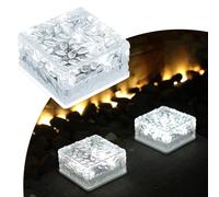 MEDOYOH Ensemble de 1er Lot de Dalles de Pavé Lumière Solaire Blanc Froid Éclairage Extérieur, 10x10x5CM Capteur On/Off Éclairage de Chemin Étanche Projecteur Solaire pour Patio Jardin Cour Allée