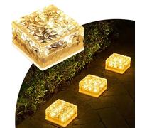 MEDOYOH Lot de 1 lampe solaire d'extérieur - 10 x 10 x 5 cm - Blanc chaud - Capteur de lumière marche/arrêt - Éclairage de chemin étanche - Pour patio, jardin, cour, chemin, terrasse