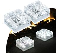 MEDOYOH Lot de 2 dalles de pavage solaires blanc froid extérieur, 10x10x5CM Allumage/Extinction avec capteur de lumière Éclairage de chemin Étanche Projecteur solaire pour patio, jardin, cour, chemin