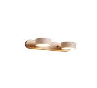 MEDPHZP Applique Murale linéaire en Pierre Naturelle, Style Ferme, en Bois, travertin Jaune, 2, 3 ou 4 Lampes, éclairage de Salle de Bain sur Miroir, éclairage LED Rotatif à 180° (Bois 32 cm)