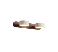MEDPHZP Applique Murale linéaire en Pierre Naturelle, Style Ferme, en Bois, travertin Jaune, 2, 3 ou 4 Lampes, éclairage de Salle de Bain sur Miroir, éclairage LED Rotatif à 180° (Noyer 32 cm)