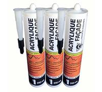 Méduze - Lot 3 x mastic acrylique façade en cartouche 310 mL - Trous et fissures - Blanc - Effet enduit/crépi - Extérieur - Durable