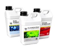 Méduze - Pack 3 x colorant de traçage prêt à l'emploi 5 Litres - Fluorescéine, Rouge et bleu alimentaire - Précision et visibilité maximale