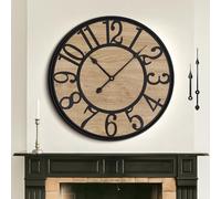 Mee 2ou Grande Horloge Murale Vintage et Moderne 80 cm / 32 Pouces, Silencieuse sans Tic Tac, Fonctionnant à Piles, Horloge Murale en Bois Décorative pour Salon, Chambre, Cuisine, Ferme et Bureau