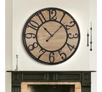 Grande horloge murale en bois « Stille », 80 cm / 32 pouces, à piles, style vintage, pour le salon, la chambre, la cuisine, la maison de campagne ou le bureau