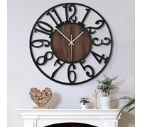 Grande horloge murale avec tic-tac, 40 cm, insonorisée, à piles, moderne, très grande, style rétro vintage, pour le salon, la chambre et la cuisine