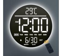 Mee 2ou Horloge Murale Numérique 10" avec Veilleuse, Alarme, Télécommande, 11 Couleurs RGB, Luminosité Auto, Température, Date et Jour, Horloge Murale LED Électrique Moderne pour Chambre et Salon