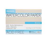 MEEDEN Carnet de Papier Aquarelle: 20 Feuilles de Carnet Aquarelle 38 x 26cm - 100% Coton - 300 gsm Bloc de Papier Aquarelle sans Acide pour Aquarelle Gouache Encre - Grain Torchon