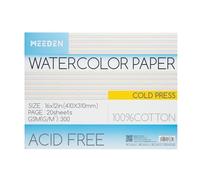 MEEDEN Carnet de Papier Aquarelle: 20 Feuilles de Carnet Aquarelle 41 x 31cm - 100% Coton - 300 gsm Bloc de Papier Aquarelle sans Acide pour Aquarelle Gouache Encre - Grain Fin
