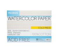 MEEDEN Carnet de Papier Aquarelle: 20 Feuilles de Carnet Aquarelle 53 x 38cm - 100% Coton - 300 gsm Bloc de Papier Aquarelle sans Acide pour Aquarelle Gouache Encre - Grain Fin