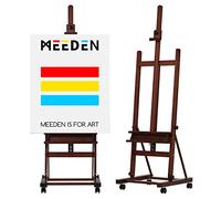 MEEDEN Chevalet de peinture d'artiste de 180,3 cm à 254 cm de haut, peut contenir une toile jusqu'à 121,9 cm, chevalet de peinture en bois de hêtre, chevalet de sol réglable avec roues