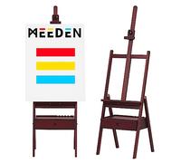 MEEDEN Chevalet de Peinture en Bois avec Tiroir de Rangement : Chevalet de Studio en H Réglable en Hêtre, Grand Support de Peinture Pliable - Adapté aux Toiles jusqu'à 91 cm, Noyer foncé