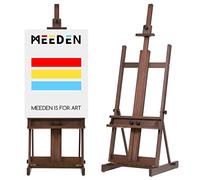 MEEDEN Chevalet de studio en bois de hêtre de 134,6 cm à 231,1 cm de haut, peut contenir des toiles jusqu'à 198,1 cm, grand chevalet professionnel en H avec plateau de rangement, chevalet de sol