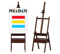 MEEDEN Chevalet de studio en H avec tiroir de rangement pour fournitures artistiques - En bois de hêtre massif pour artistes, étudiants et adultes, peut contenir des toiles jusqu'à 88,9 cm - Noyer