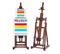 MEEDEN Chevalet de studio en H - Bois de hêtre réglable - Support mobile et inclinable à plat - Peut contenir des toiles jusqu'à 195,6 cm