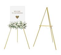MEEDEN Chevalet en bois pour affichage : trépied en bois doré pour tableau d'affichage - Support de décoration de mariage pour panneau de bienvenue