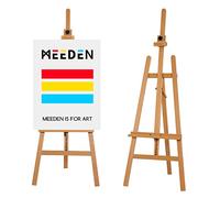 MEEDEN Chevalet Peinture en Bois de hêtre Massif, Peut contenir Une Toile jusqu'à 110cm, Chevalet de Peinture à Cadre en A avec Hauteur et Angle réglables, Naturel