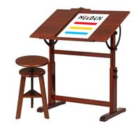 MEEDEN Ensemble Table de Dessin Vintage en Bois et Tabouret, Chaise d'artiste et Table d'artisanat avec Hauteur réglable, Plateau inclinable pour œuvres d'art, Design Graphique, écriture