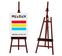 MEEDEN Grand chevalet de peintre réglable en bois de hêtre massif, chevalet de studio pour adultes avec support de pinceau, peut contenir une toile jusqu'à 121,9 cm, noyer