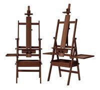 MEEDEN Grand chevalet en bois avec espace de rangement : chevalet d'artiste réglable en bois de hêtre massif - Cadre en H pour artistes et adultes, peut contenir des toiles jusqu'à 119 cm, noyer foncé