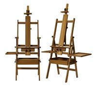 MEEDEN Grand chevalet en bois avec espace de rangement : chevalet d'artiste réglable en bois de hêtre massif - Cadre en H pour artistes et adultes, peut contenir des toiles jusqu'à 119 cm, Noyer clair