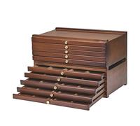 MEEDEN Grande boîte de rangement en bois de hêtre massif à 10 tiroirs, boîte de rangement pour artistes, boîte à outils en bois avec tiroirs et compartiments pour pastels, stylos, pinceaux (noyer)