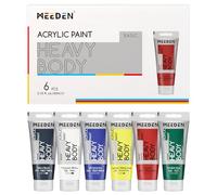 MEEDEN Kit de peinture acrylique mate 6 x 60 ml pour peinture sur toile et bois Peinture de base acrylique avec pigmentation intense pour débutants, artistes, adultes