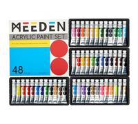 MEEDEN Kit de Peinture Acrylique pour Débutants: 48 Couleurs 12ml Kit Epaisse de Démarrage - Peinture d'Art Riche en Pigments Non Toxiques pour Enfants Adultes Hobbists Peinture sur Toile Tissu