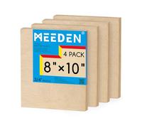 MEEDEN Lot de 4 panneaux de toile en bois brut : 1,9 cm de profondeur 20,3 x 25,4 cm - Panneaux en bois vierges pour peinture
