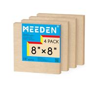 MEEDEN Lot de 4 panneaux de toile en bois brut de 20,3 x 20,3 cm