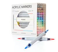 MEEDEN Lot de 48 marqueurs acryliques à pointe fine et pinceau avec contrôle automatique de la couleur pour les fournitures d'art - Stylo de peinture à double pointe à séchage rapide pour peinture sur