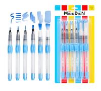 MEEDEN Lot de 6 Pinceau Aquarelle Reserve d'eau, Pinceau Aquarelle, Pinceaux à Peinture Aquarelle avec Brosse en Nylon Doux, Marqueurs de Peinture à Base d'eau