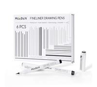 MEEDEN Lot de 6 stylos à dessin Micro Fineliner - Encre d'archivage étanche de 0,8 à 2 mm pour lettrage, encre manga, calligraphie et illustration - BR