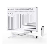 MEEDEN Lot de 6 stylos à dessin Micro Fineliner - Encre d'archivage étanche noire de 0,4 à 1,2 mm pour dessin technique, croquis, contour, illustration, manga et journal - XS