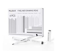 MEEDEN Lot de 6 stylos à dessin Micro Fineliner - Encre d'archivage étanche noire de 0,5 à 2 mm pour croquis, contour, illustration, manga, journal et dessin quotidien - M