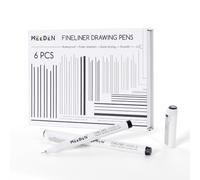 MEEDEN Lot de 6 stylos à dessin Micro Fineliner - Encre d'archivage noire étanche de 0,03 mm pour dessin technique, croquis, contour, illustration, manga et journal intime