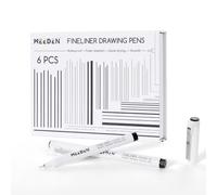 MEEDEN Lot de 6 stylos à dessin Micro Fineliner - Encre d'archivage noire étanche de 0,05 mm pour dessin technique, croquis, contour, illustration, manga et journal intime