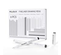 MEEDEN Lot de 6 stylos à dessin Micro Fineliner - Encre d'archivage noire étanche de 0,1 mm pour dessin technique, croquis, contour, illustration, manga et journal intime