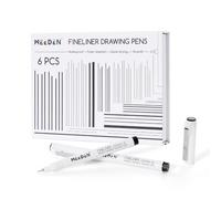 MEEDEN Lot de 6 stylos à dessin Micro Fineliner - Encre d'archivage noire étanche de 0,2 mm pour dessin technique, croquis, contour, illustration, manga et journal intime