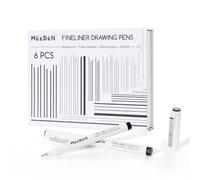 MEEDEN Lot de 6 stylos à dessin Micro Fineliner - Encre d'archivage noire étanche de 0,6 mm pour tracé en gras, panneaux de bande dessinée, lettrage, manga, illustration et contraste de ligne