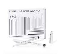 MEEDEN Lot de 6 stylos à dessin Micro Fineliner - Encre d'archivage noire étanche de 0,7 mm pour tracé en gras, panneaux de bande dessinée, lettrage, manga, illustration et contraste de ligne