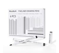 MEEDEN Lot de 6 stylos à dessin Micro Fineliner - Encre d'archivage noire étanche de 0,8 à 3 mm pour contour en gras, lettrage, dessin d'affiche, panneaux manga et illustration - L