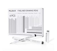 MEEDEN Lot de 6 stylos à dessin Micro Fineliner - Encre d'archivage noire étanche de 0,8 mm pour tracé en gras, panneaux de bande dessinée, lettrage, manga, illustration et contraste de ligne