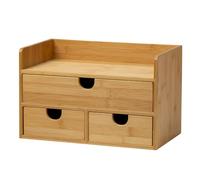 MEEDEN Organiseur de bureau avec tiroirs : boîte de rangement de bureau en bambou avec étagère - Boîte de rangement de table pour fournitures de toilette de bureau et de maison
