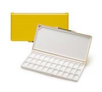MEEDEN Palette Humide avec Couvercle: Palette Aquarelle Vide de Voyage avec Zones de Mélange - Palette Peinture Portable avec 33 Trous pour Aquarelle Gouache Acrylique, 32 x 16.5 cm Jaune