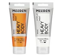 MEEDEN Peinture Acrylique Jaune Orangé: 100 ml Tube Peinture Acrylique Epaisse avec Couleur Blanche Titane Supplémentaire pour Toile Art Peinture