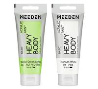 MEEDEN Peinture Acrylique Jaune Vert: 100 ml Tube Peinture Acrylique Epaisse avec Couleur Blanche Titane Supplémentaire pour Bois Tissu Verre