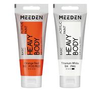 MEEDEN Peinture Acrylique Rouge Orangé: 100 ml Tube Peinture Acrylique Epaisse avec Couleur Blanche Titane Supplémentaire pour Toile Art Peinture